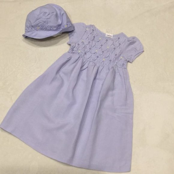 NWT Vintage Gymboree lavender smocked dress, hat, socks Size 5
